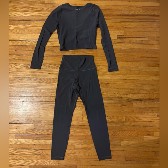 Aritzia Other - aritzia dark grey bound long sleeve and leggings set